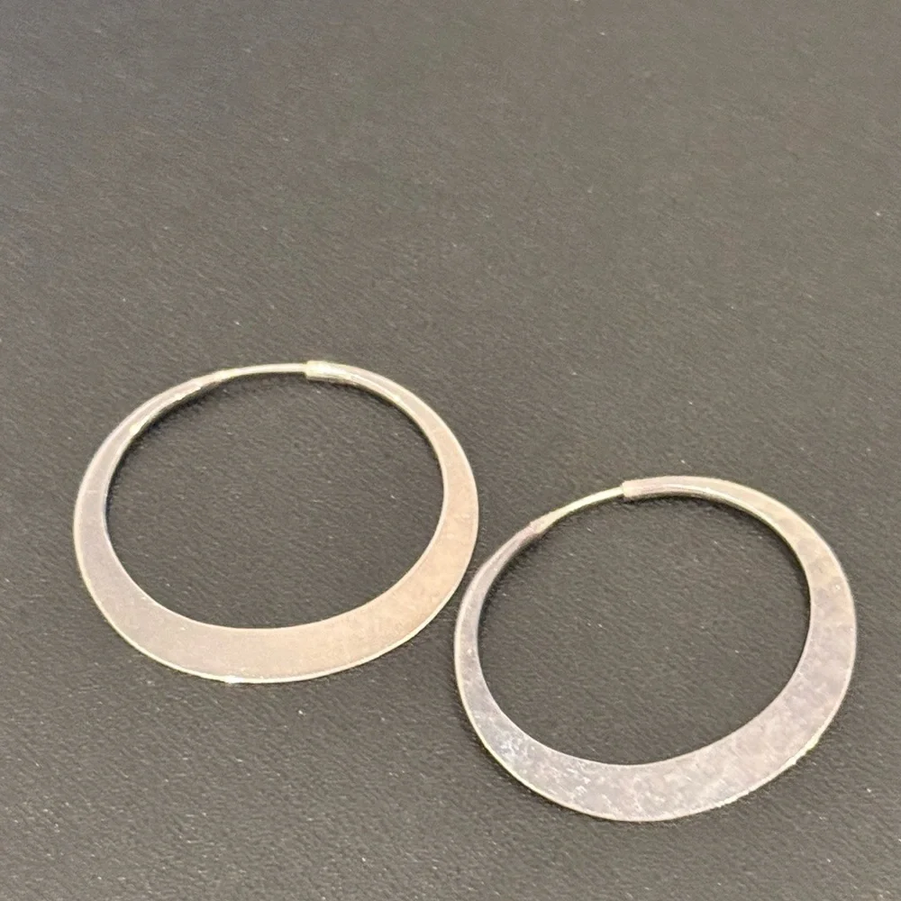 Hammered Silver Hoops! - Picture 3 of 7